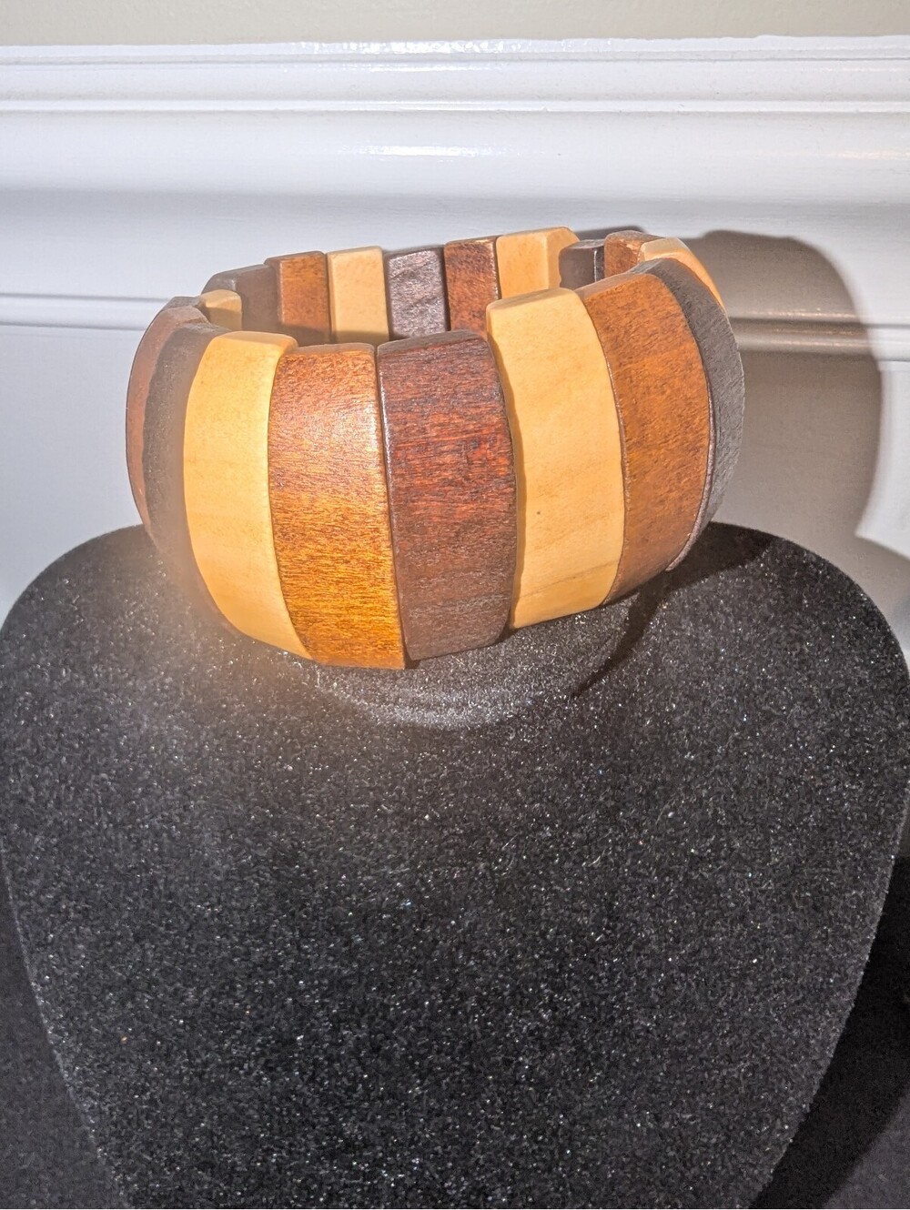 Multi-tone Brown Wooden Stretchy Bracelet